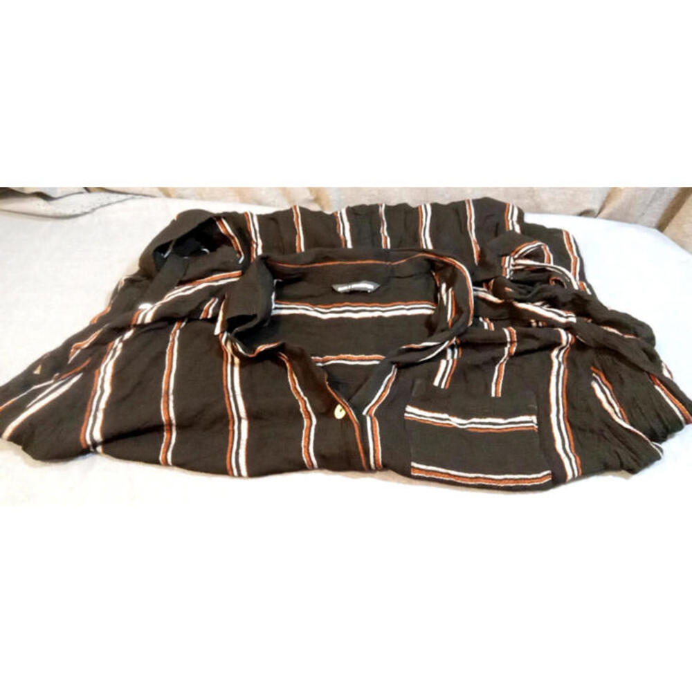 Club Z Collection Blouse Top Womens Size Large Black Multi Y3K Gypsy Striped - Picture 2 of 9